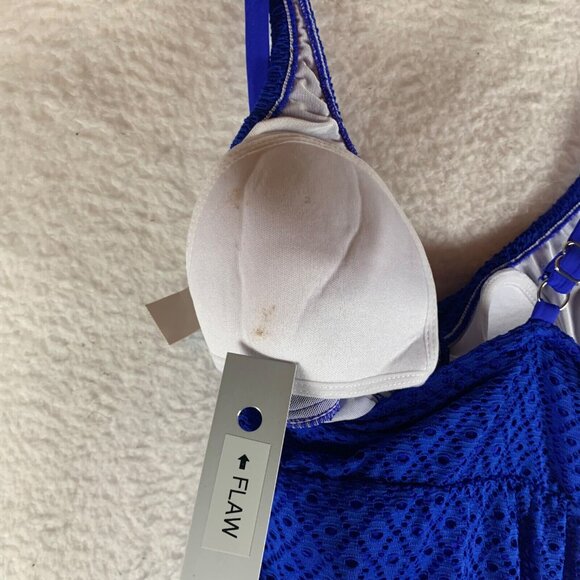 Swim Solutions Women's Bow Front Sleeveless Crochet Cobalt Blue Swim Dress Sz 12 - Picture 7 of 11